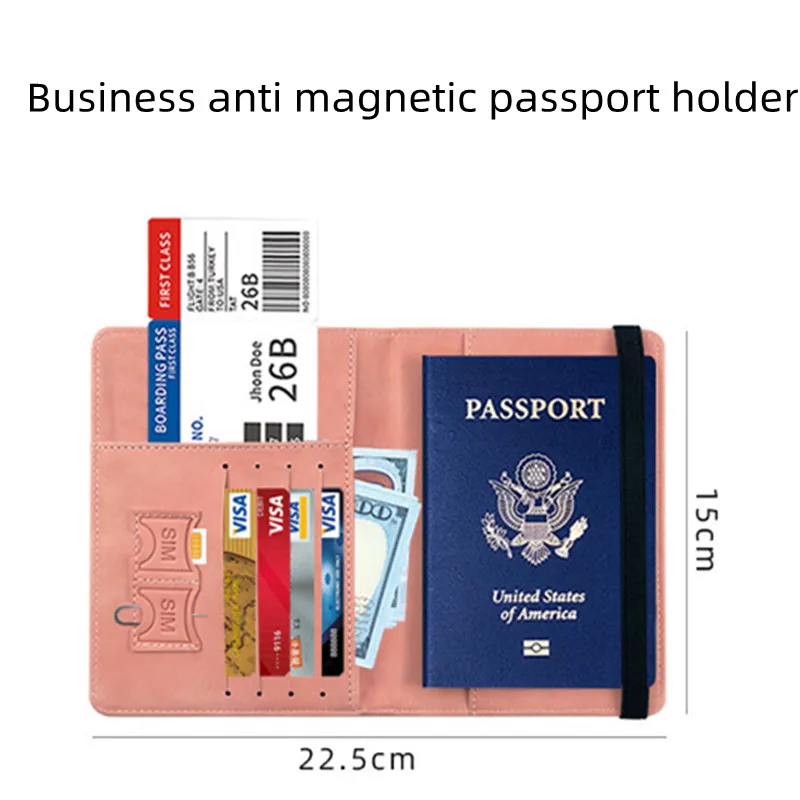 Stop RFID PU Passport Cover Credit ID Card Wallet Waterproof Document Business Bandage Passport Holder Travel Multifunction