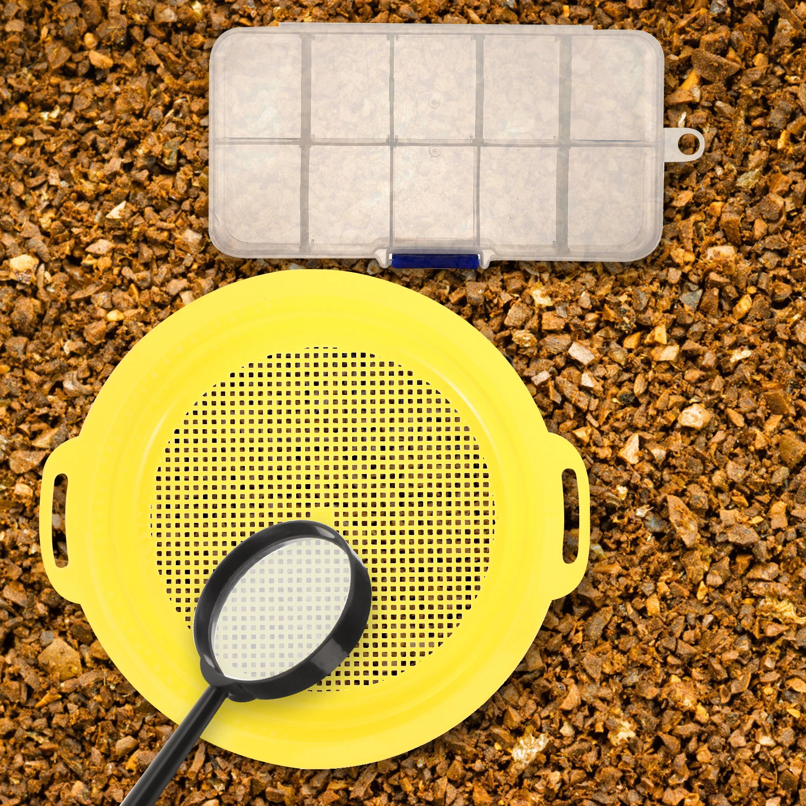 

1 set Gold Basin Tools Sifting Pan Handheld Filter Sieve Sorting Plastic Prospecting Mesh Pan Gold Sifter Portable Mining