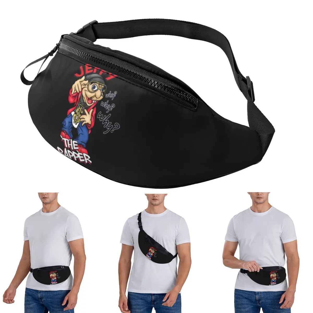 

Crossbody Waist Bag Jeffy The Rapper SML Character Men Women Fanny Pack Travel Running Money Phone Pouch