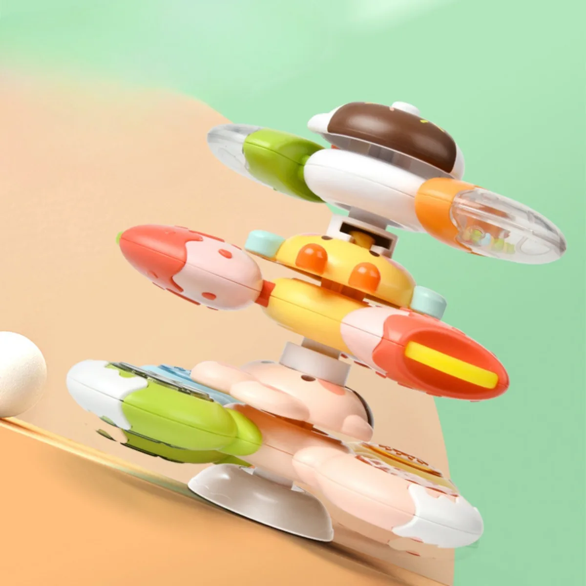 Baby candy suction cup spinning music children's water table gyro rotating baby rattle toothpaste toy