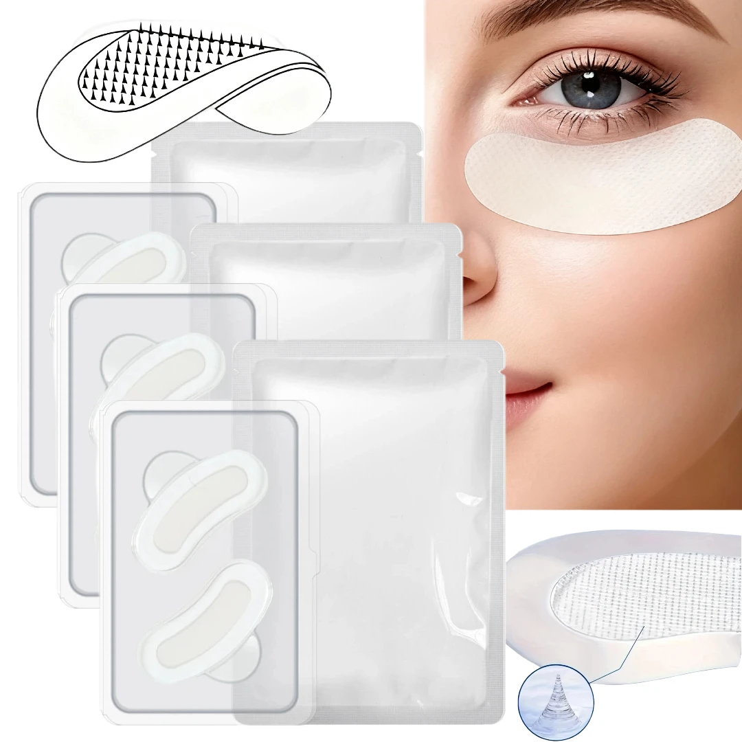 6 pezzi/3 paia di cerotti per micro-ago all'acido ialuronico, cerotti per il viso con dermoabrasione - Lunghezza ago 0,3 mm