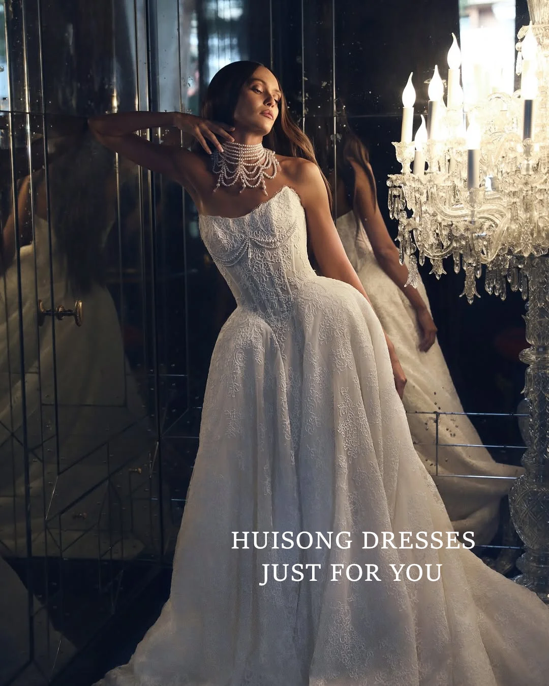 

HUISONG Customized Lace Appliques Boho Wedding Dresses Beadings Sleeveless Sweetheart A-Line Beach Bridal Gown vestidos de novia