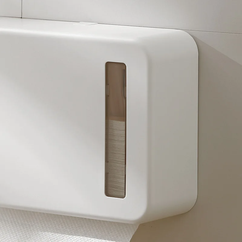 White wall mounted tissue holder without punching toilet household and commercial hotel paper drawer bathroom accessories