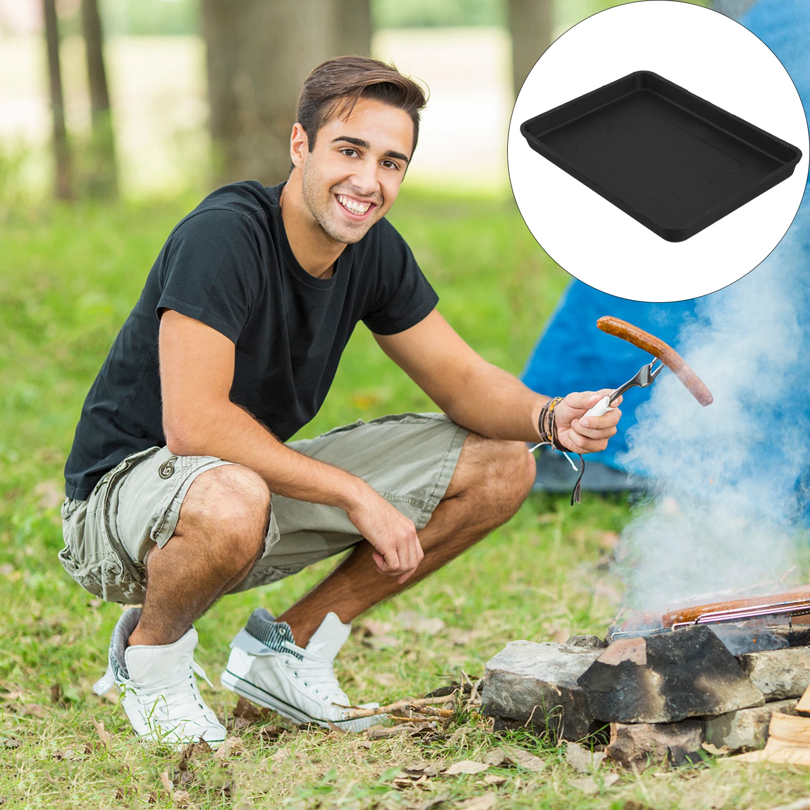 

Thickened Iron Grill Plate Cast Perfect for Steak Vegetables Chicken Outdoor BBQ Camping Cookware Teppanyaki Barbecue