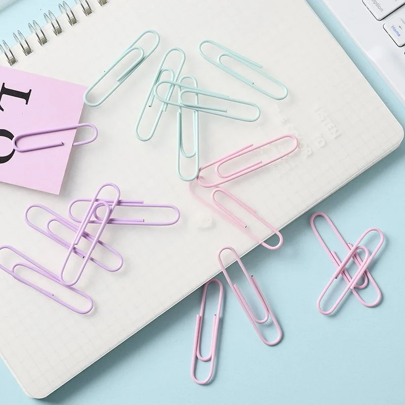 Imagem -02 - Simples Macaron Cor Paper Clip Teste Bonito do Estudante Binder Clipes de Metal Office Bill Document Binding Acessórios 20 Pcs 50 Pcs