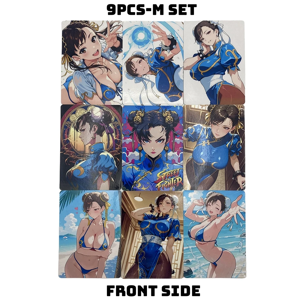 

Exclusive 9PCS Chun Li Sexy Bikini Cards Rare Anime Girl ACG Collectible Street Fighter Desktop Decor Trading Card Gift For Fans