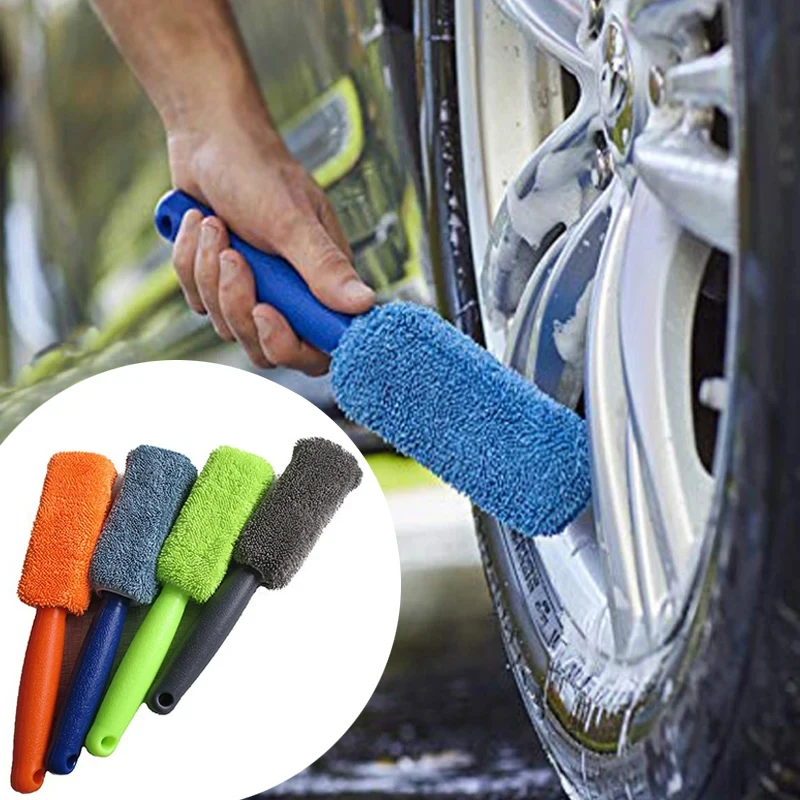 

1pc Car Cleaning Brush Microfiber Wheel Rim Brush For Trunk Motorcycle Auto Detailing Brush Car accessories