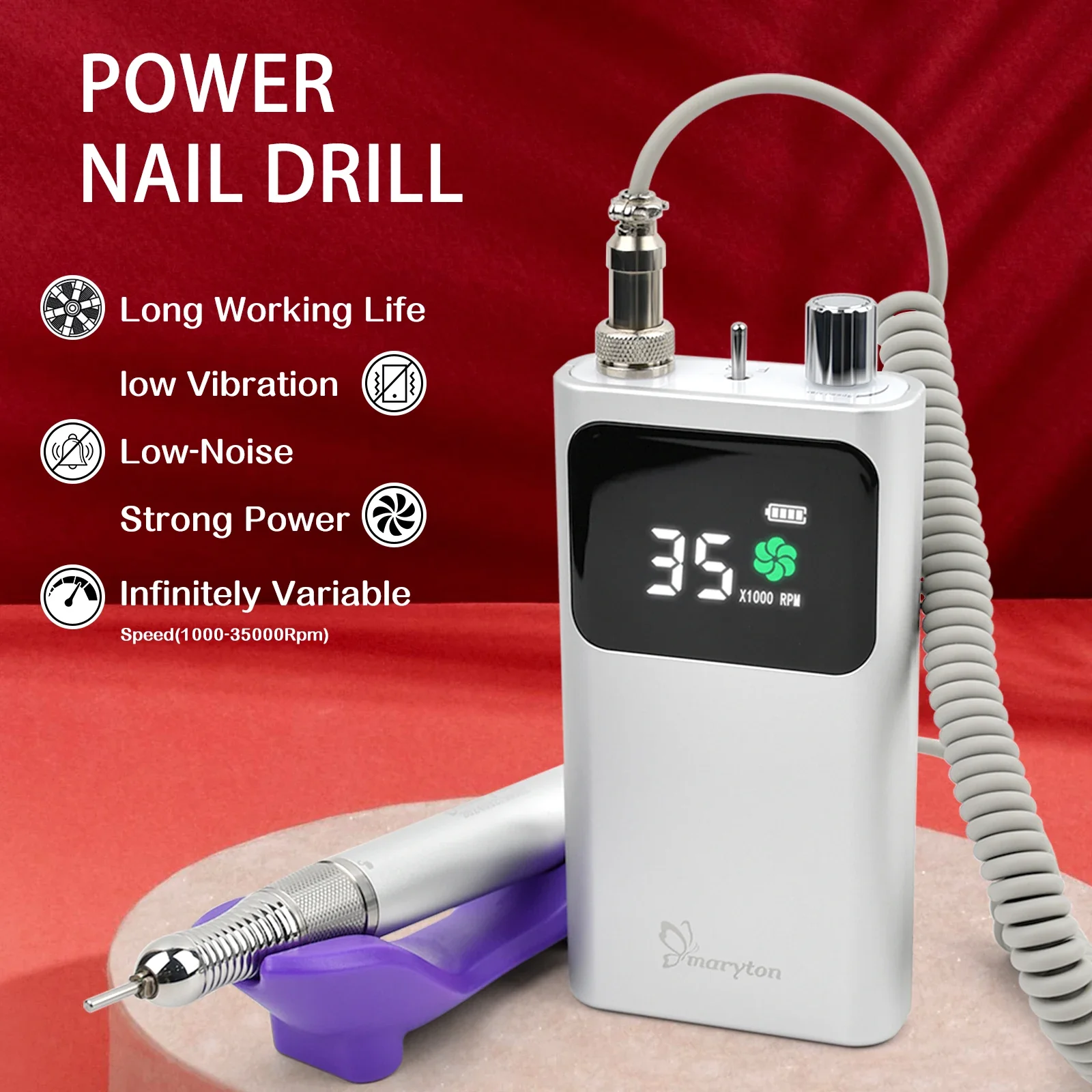 FREE SHIPPING New Upgrade Manicure Tools Rechargeable Electric Nail Drill E File Brushless Motor Portable Nail Drill Machine