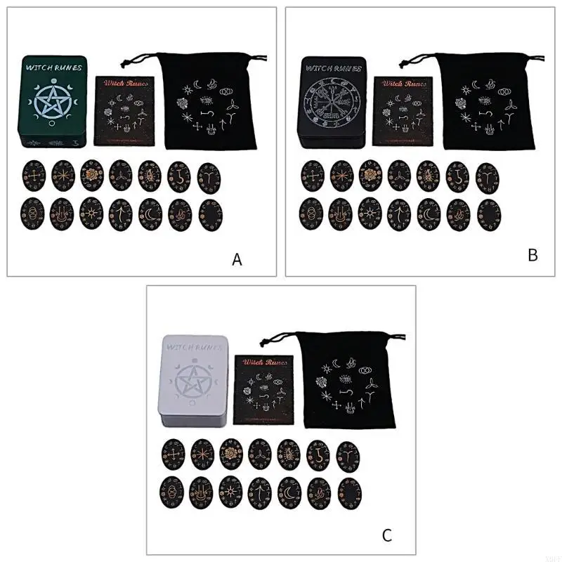 x9ff رمز حساسة Witch رمز محفور رون للحصول على إرشادات 14pcs رون بطاقات