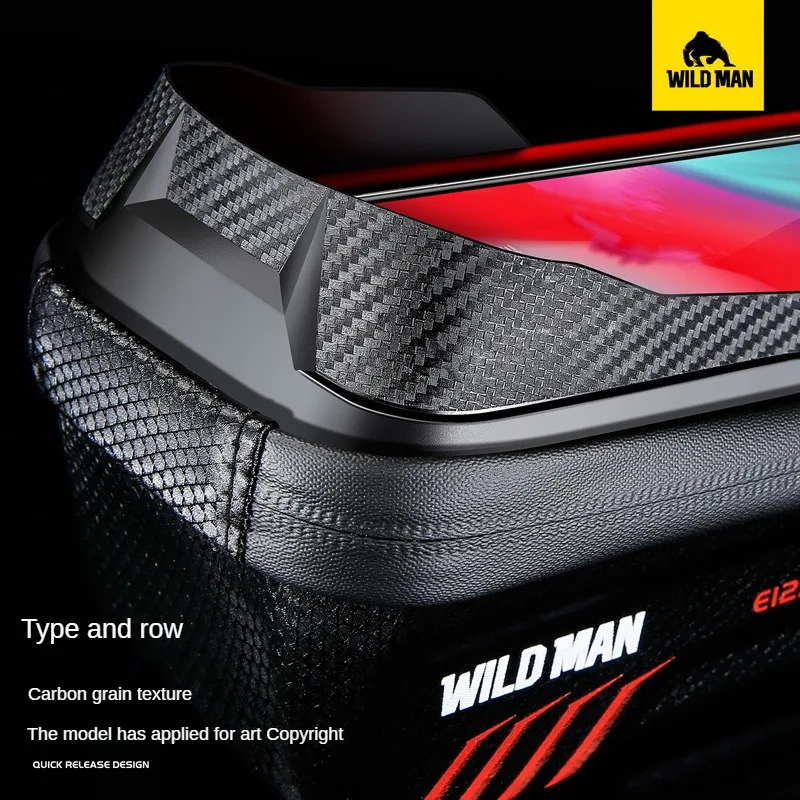 WILD MAN Bike Bag Waterproof Front Top Tube Cycling Bag EVA Hard Shell 1L Capacity Touch Screen Phone Case MTB Accessories