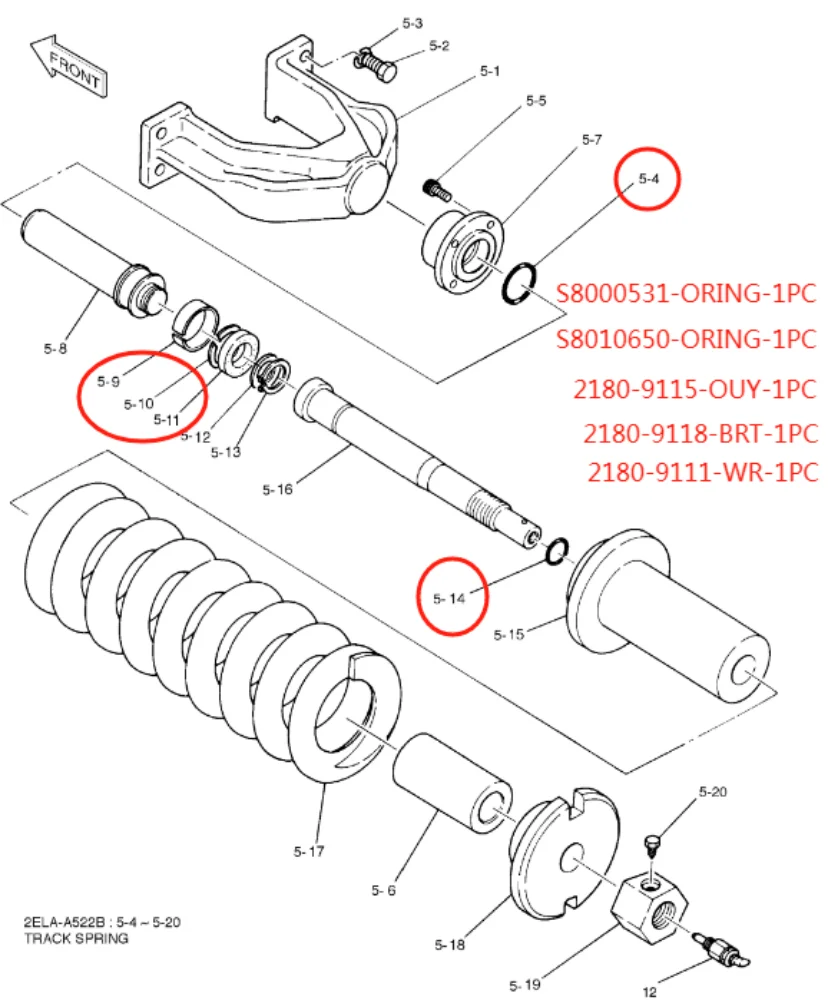 2274-1014AKT 401107-00431 DOOSAN DH300-7 LC-V SOLAR S340LC-V S330LC-V TACK ADJ SEAL KIT