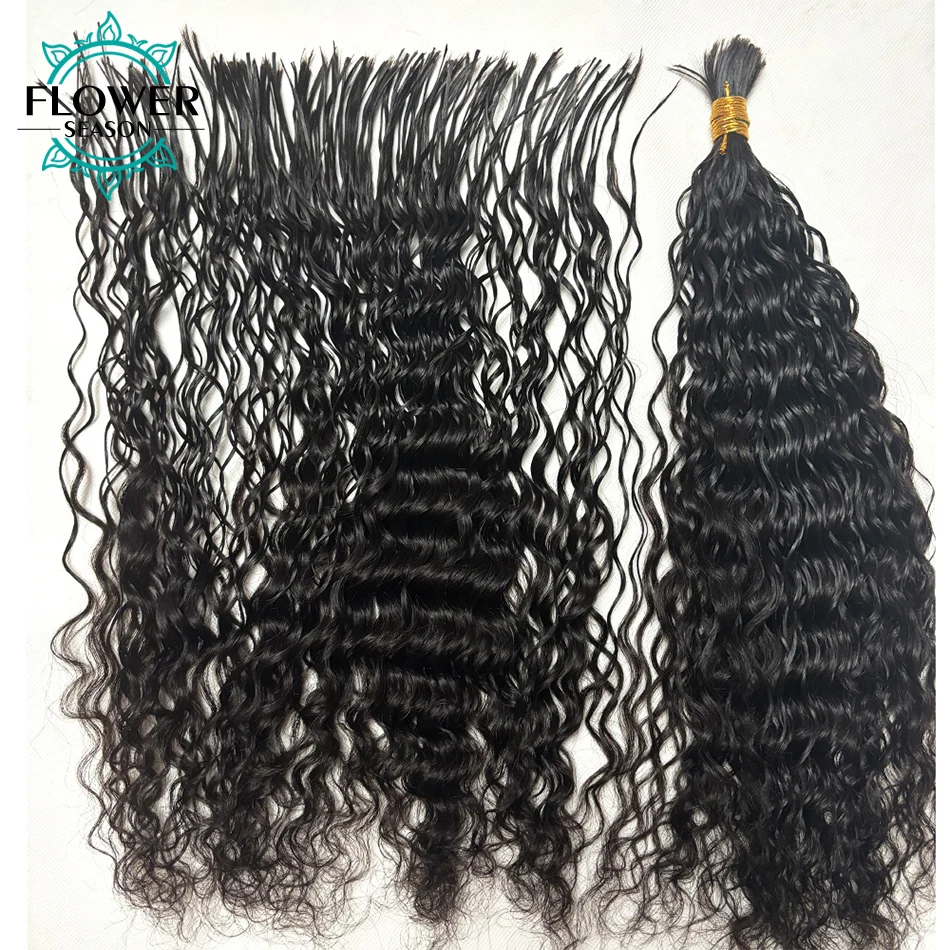 Pre-Divided Bulk Human Hair For Braiding Curly Double Drawn Bulk Hair Extensions Water-soluble vegetable Gum Human Hair Bulk