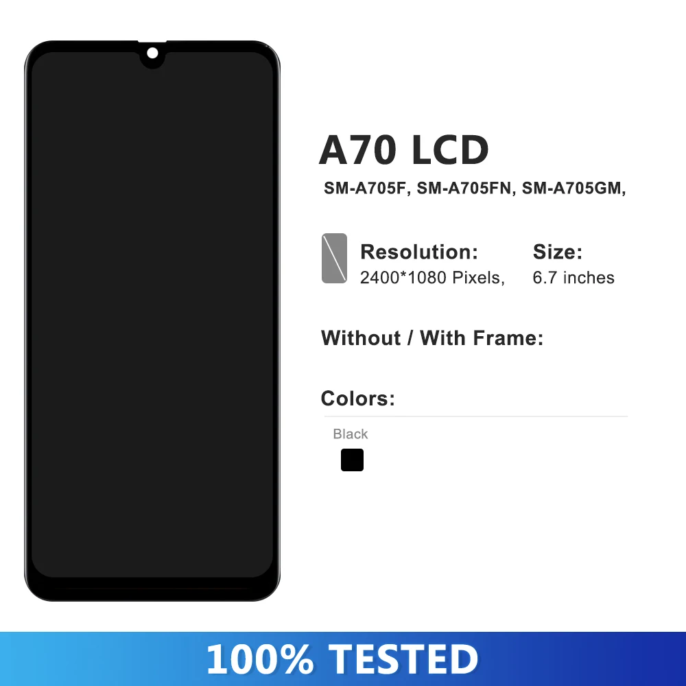 A70 Display Screen For Samsung Galaxy A70 A705 A705F SM-A705F LCD Display With Frame Touch Screen Digitizer Assembly Replacement