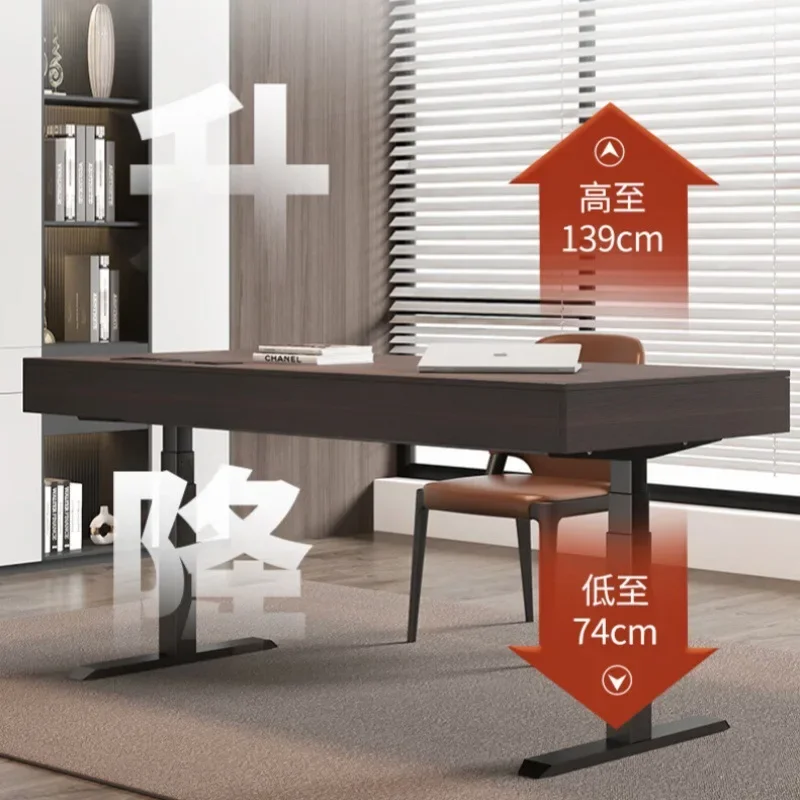 Minimalist intelligent electric lift desk Modern simple dual motor study solid wood computer work desk