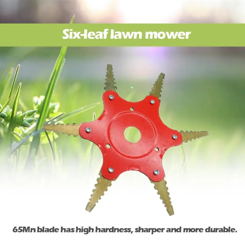 65Mn Golden 6-Blade Lawn Mower Cutter Head - Universal Multi-Purpose Brush Cutter Attachment for Grass & Weeds