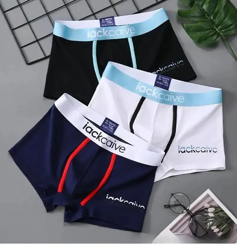 3Pcs Männliche Höschen Baumwolle männer Unterwäsche Boxer Atmungsaktiv Mann Boxer Gedruckt Unterhose Bequeme Shorts Männer Unterwäsche M-3XL – Detail 2
