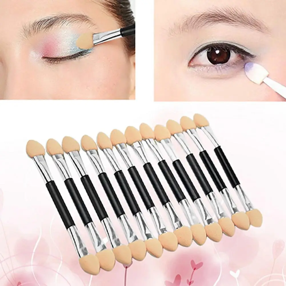 12 pièces pinceaux de fard à paupières jetables maquillage Double face éponge applicateur pinceaux d'ombre à paupières Double extrémité ombre à paupières brosse maquillage