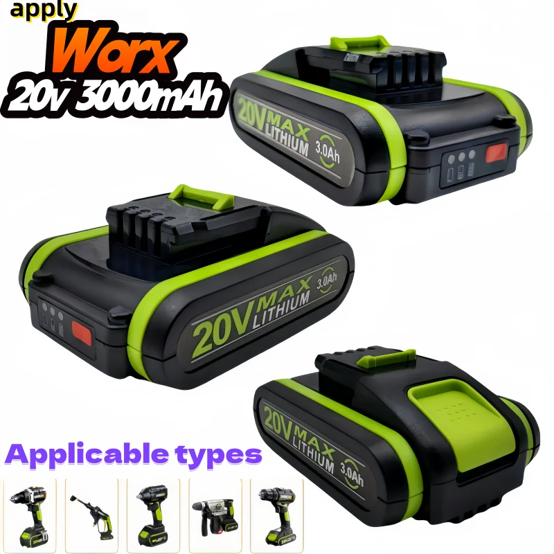 Remplacement de la batterie au lithium aste Worx, 20V, 3000mAh, adaptée pour Worx WA3551, WA3553, WX390, WX176, WXsacrifice, WX386, WX678, outil électrique