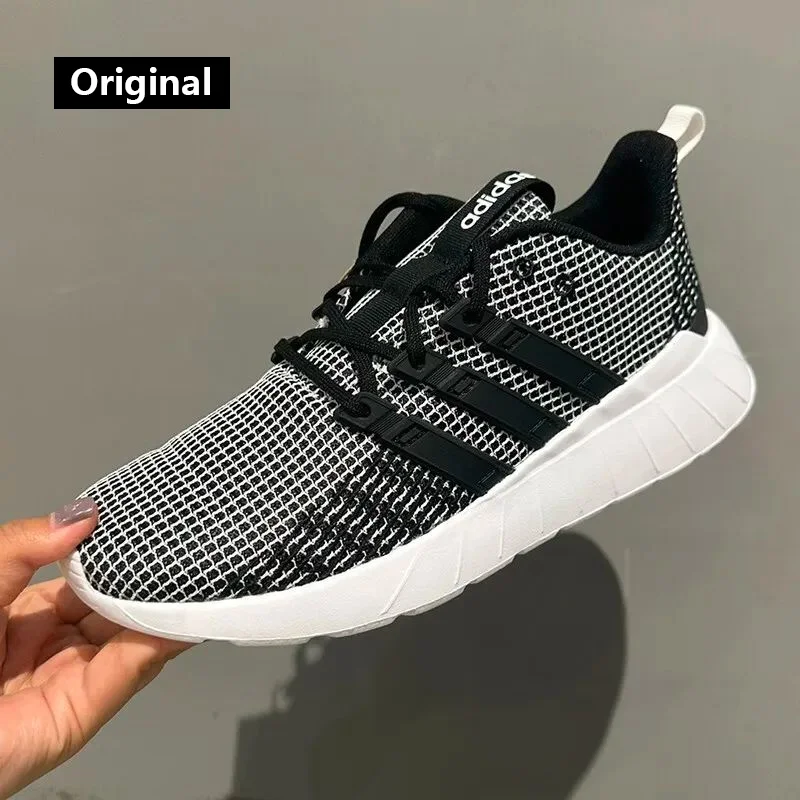 Adidas neo questar flow Men's Shoes Sneakers Fitness Training Shock Absorption Breathable Fashion Plaid Running Shoes EG3192