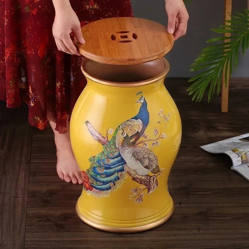 Ceramic Drum Stool American Dressing Stool Shoe Changing Home Decoration Ornament Storage Pouf Sitting Door Bedroom Furniture