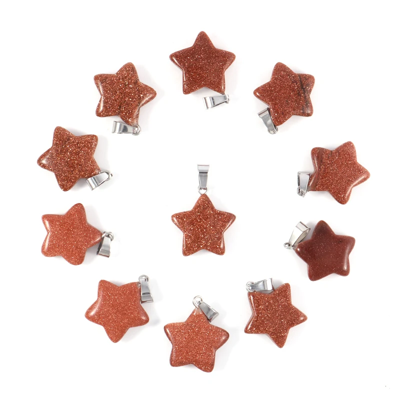 Fubaoying 25 Pieces Natural Stone Quartz Star Charm Pendant 9