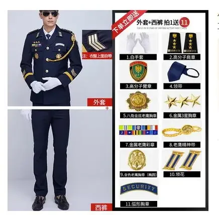 Costume bleu marine pour hommes, sécurité de printemps comprenant une veste et un pantalon