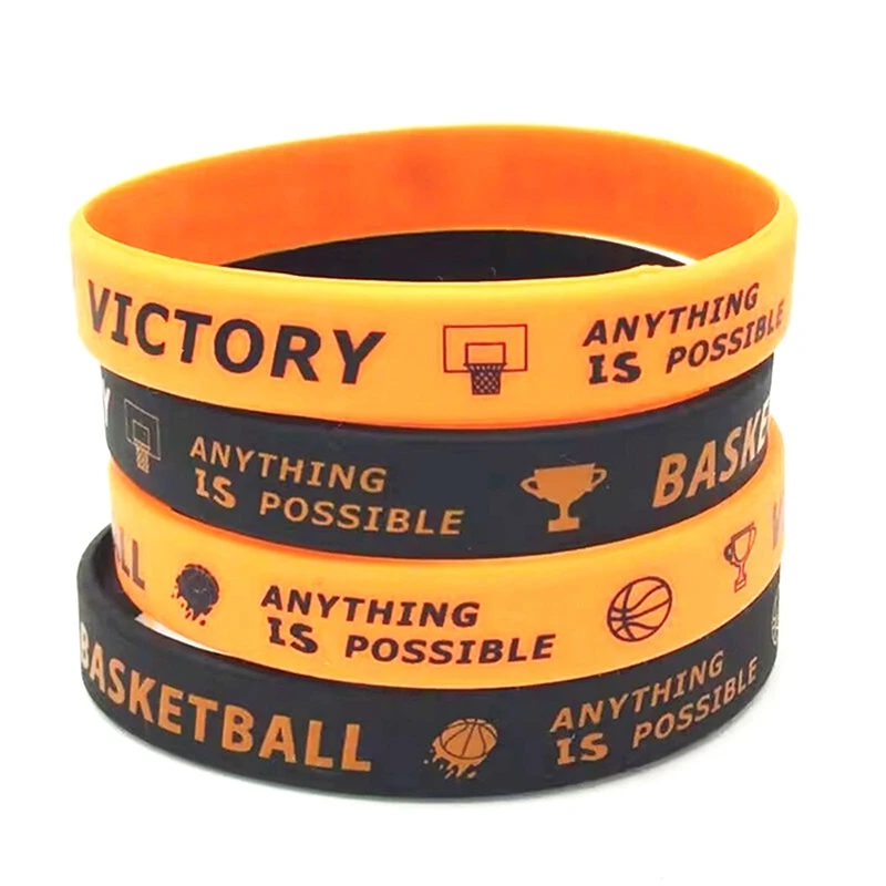 Yellow Black Basketball Sport Elastic Silicone Bracelets New Rubber Anything Is Possible Flag Wristband Bangles Gifts