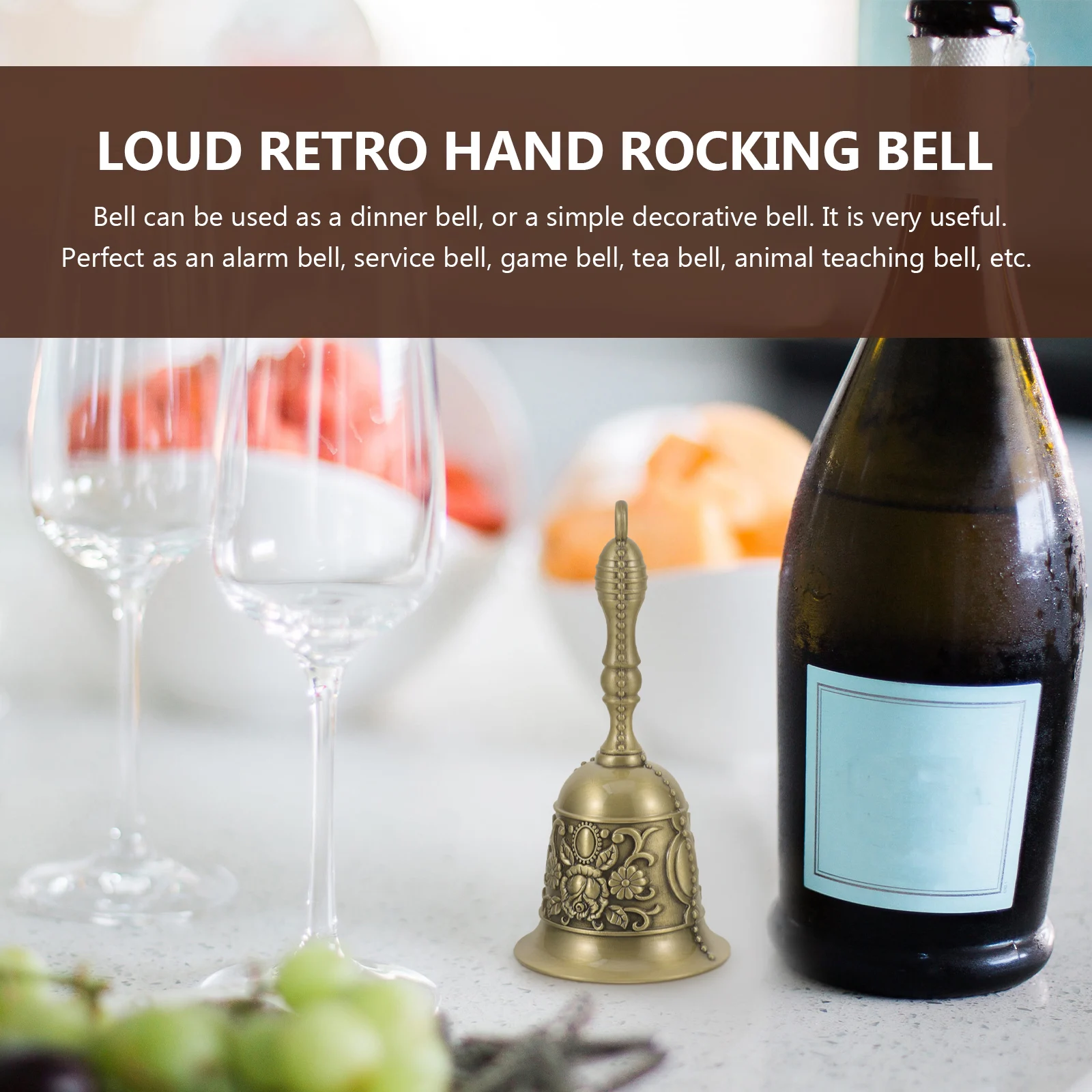 

Retro H Shaking Bell Vintage Metal Dinner Bells Restaurant Craft Call Service Animal Training Tea Game Wedding Gifts Parent