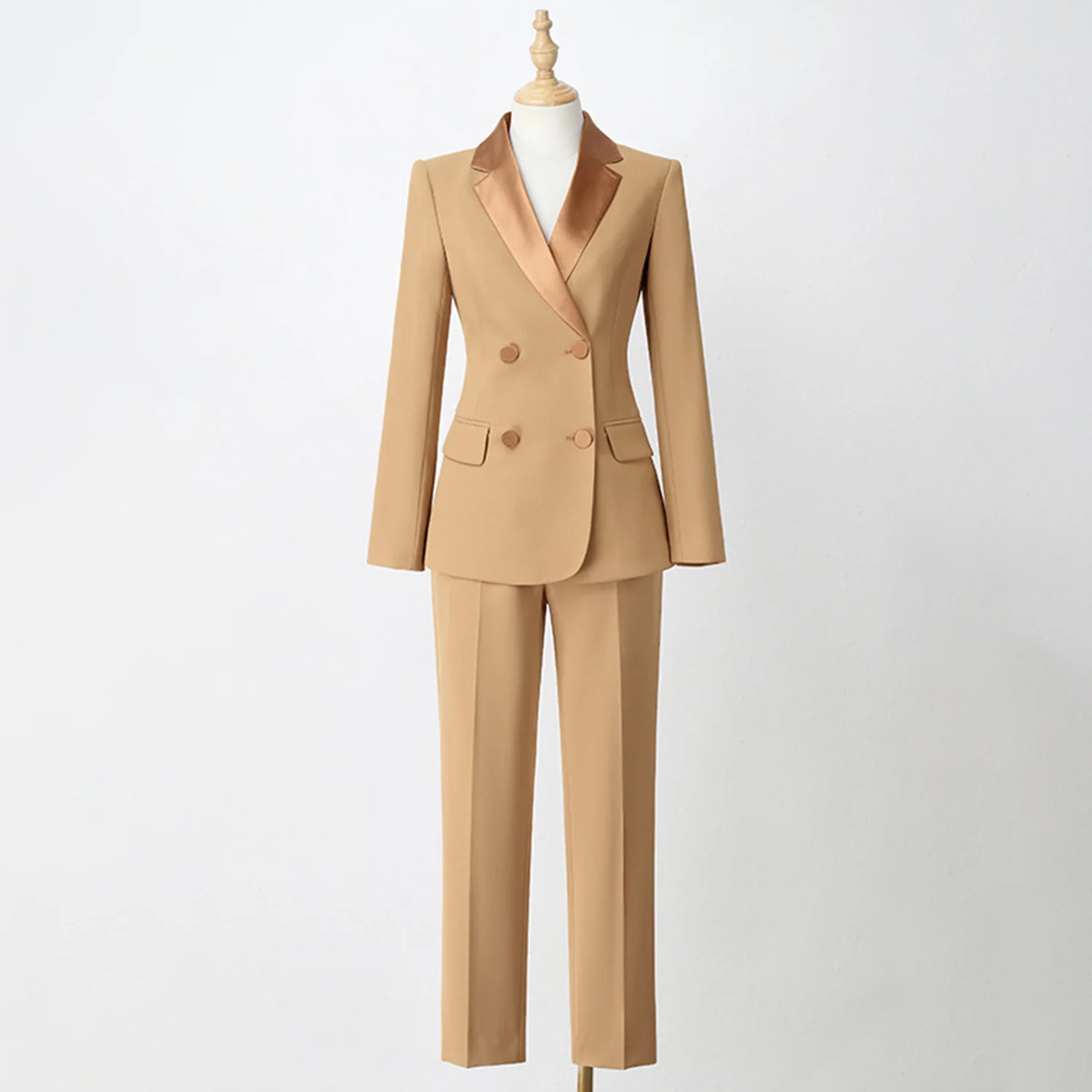 Allingentle Women's Suit 2 Piece Set Business Satin Lapel Blazer Elegant Pantsuit Set for Party Office Work Outfits Customize