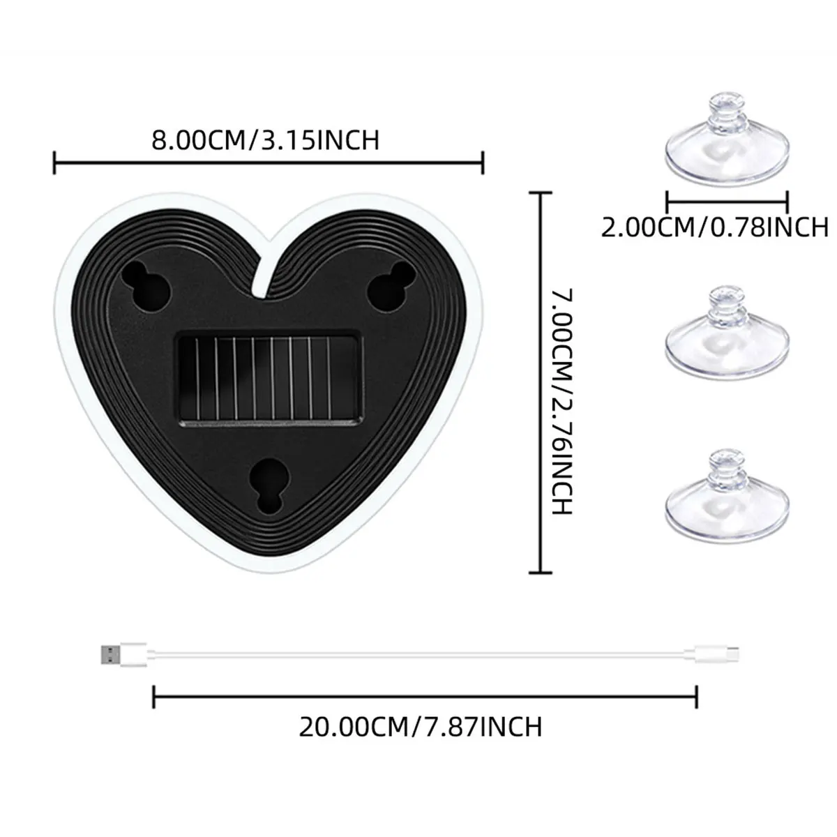 Universal Solar Atmosphere Light Heart-shaped Dynamic Gradient LED Fit Car Interior Ambient Light Decoration Accessory RGB image 5