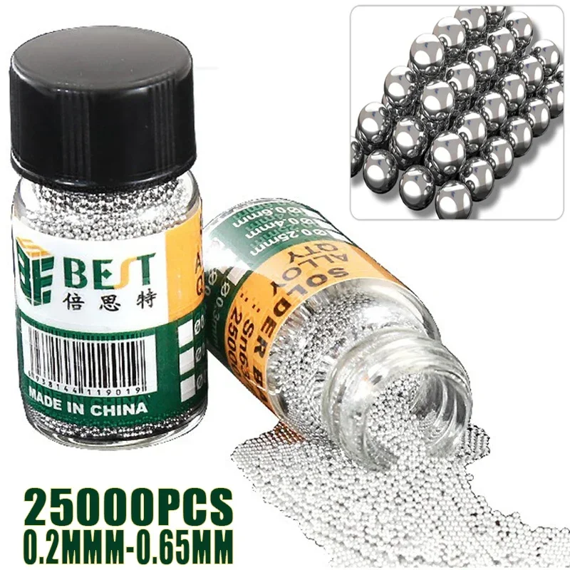 25000pcs/bottle BGA Reballing Balls Leaded Solder Ball Tin Material Soldering Accessories Kit Rework Repair Tools for Welding