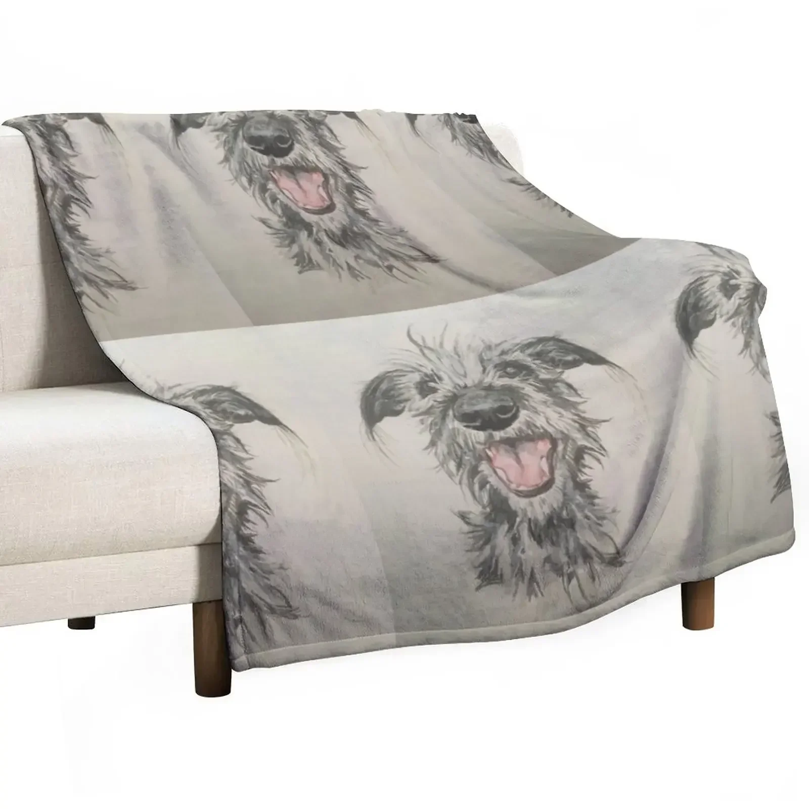 Scruffy Lurcher Throw Blanket Plaid on the sofa Beautifuls Blankets