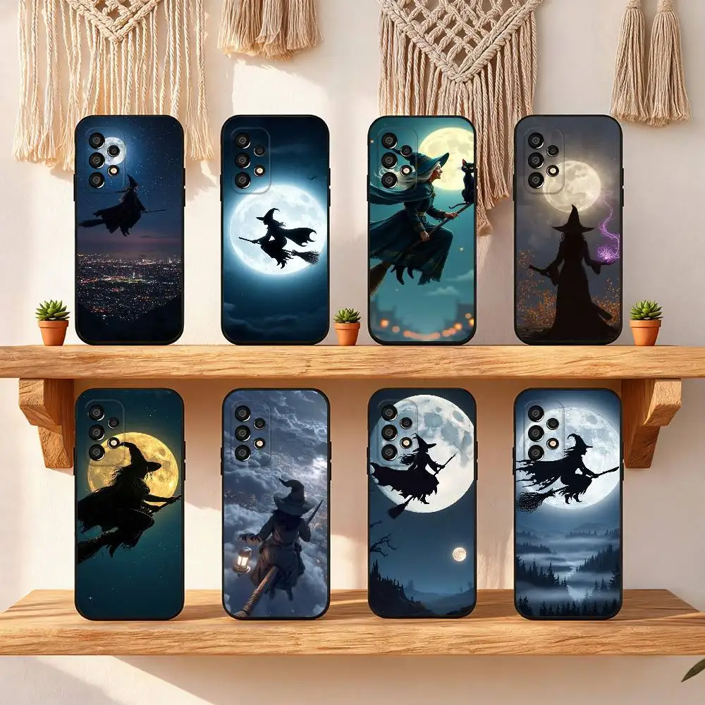 Witch Riding Broom Phone Case For Samsung Galaxy S25 FE S24 S23 S22 S21 S20 S10 S10E Ultra Plus FE Note 20 Ultra Plus