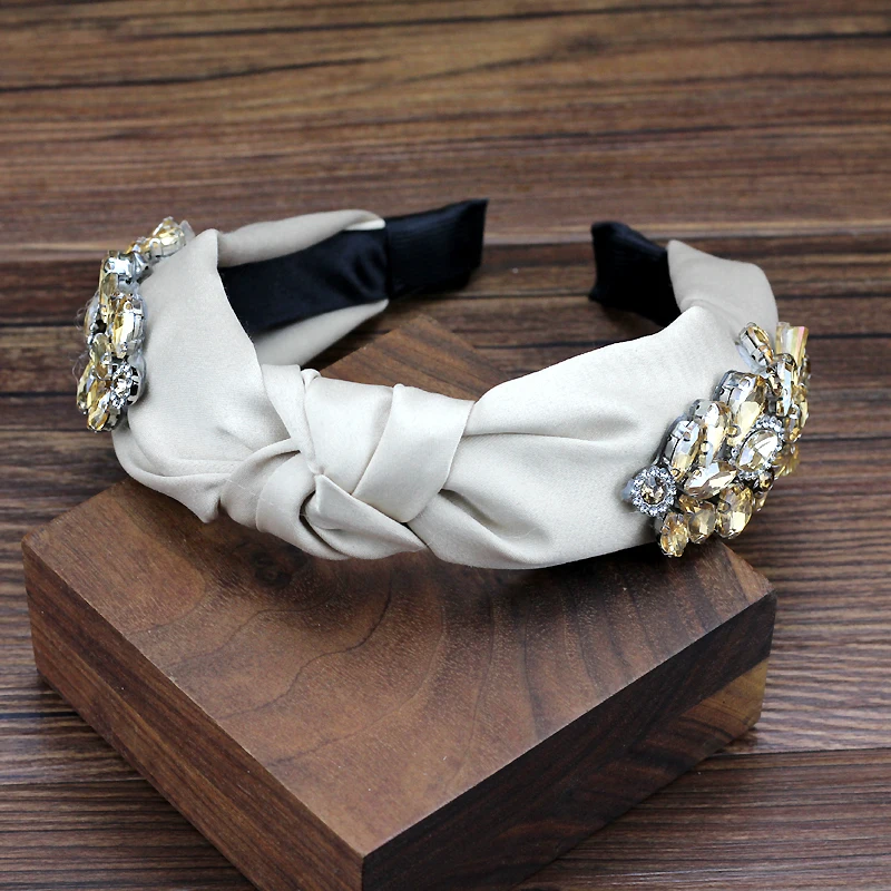 handmade luxury crystal side bow hairband rhinestone simple headband for women girls fashion hair jewelry