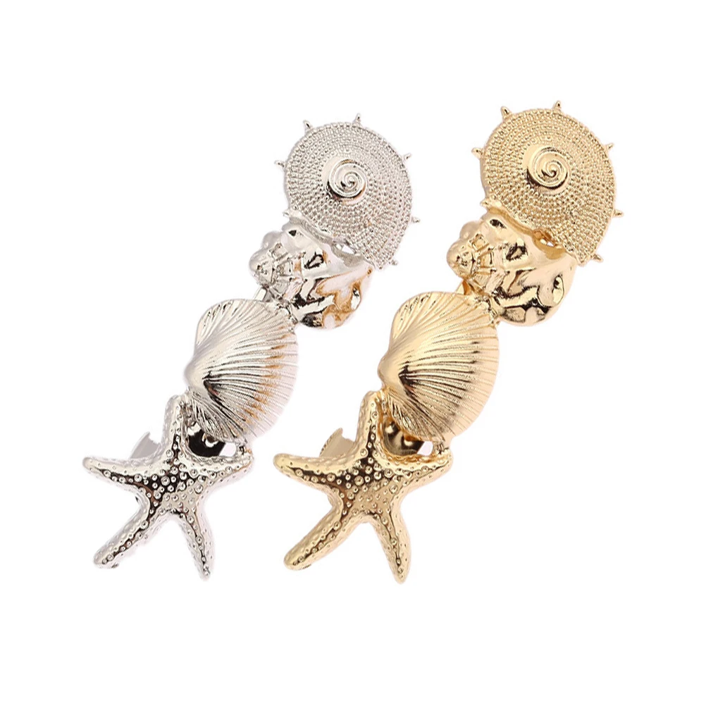 2 قطعة مقاطع الشعر شل الذهبي النساء المشابك إكسسوارات فتيات ملابس يومية أنيقة هدايا عيد الميلاد دبابيس الشعر #3