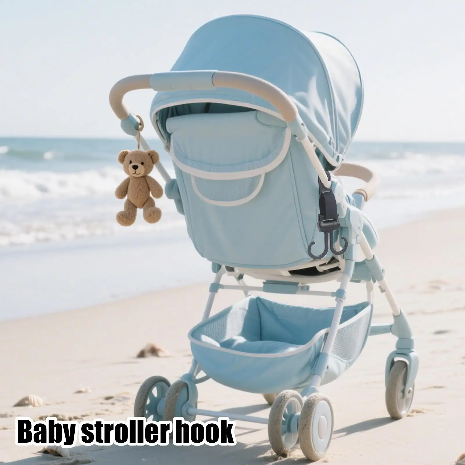Stroller Bag Hook Baby Stroller Clips and Hooks Organizers Non-Slip Multipurpose Hangers Rotatable Double Seat Back Organizers