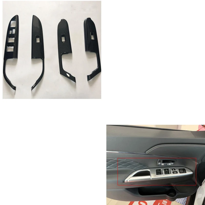 4Pcs/Set ABS Car Door Window Lift Switch Cover Trim Left Hand For Mitsubishi ASX / Outlander Sport 2020 Car Styling