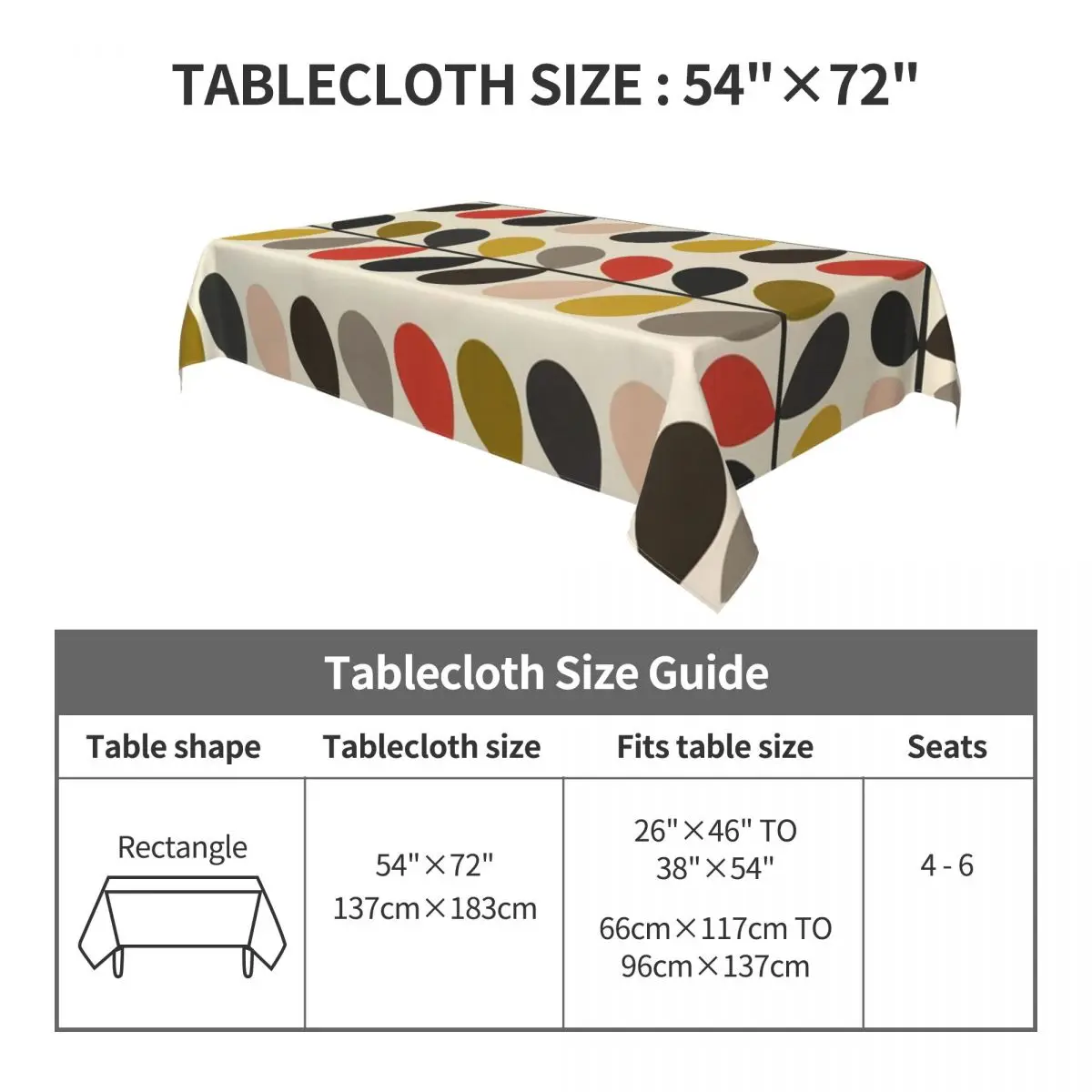 Oilproof Orla Kiely Multi Stem Table Cover Elastic Fitted Flowers Floral Abstract Table Cloth Backed Edge Tablecloth for Dining