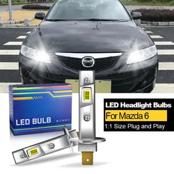 2PCS CANbus For Mazda 6 2003 2004 2005 2006 2007 2008 LED Headlights H1 High Beam H1 Low Beam Bulbs 20000LM White Plug and Play