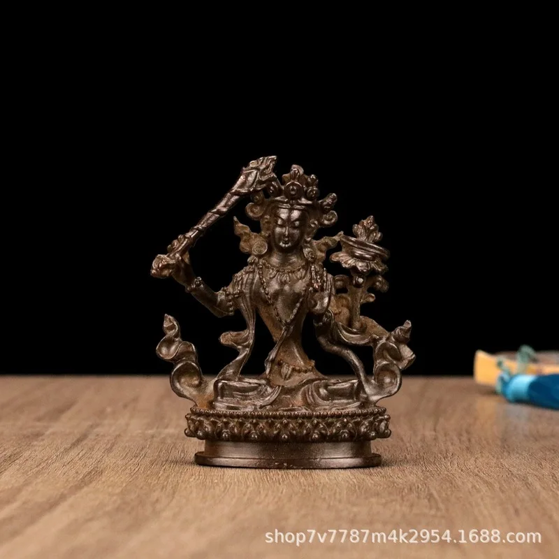 Brass alloy craft item featuring Manjushri Bodhisattva for home decoration