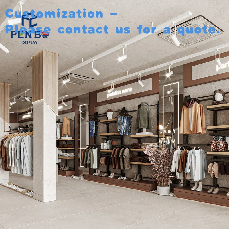 

custom.Full Store Output Modern Clothing Shop Design | One-Stop Garment Display Rack System & Store Fixtures