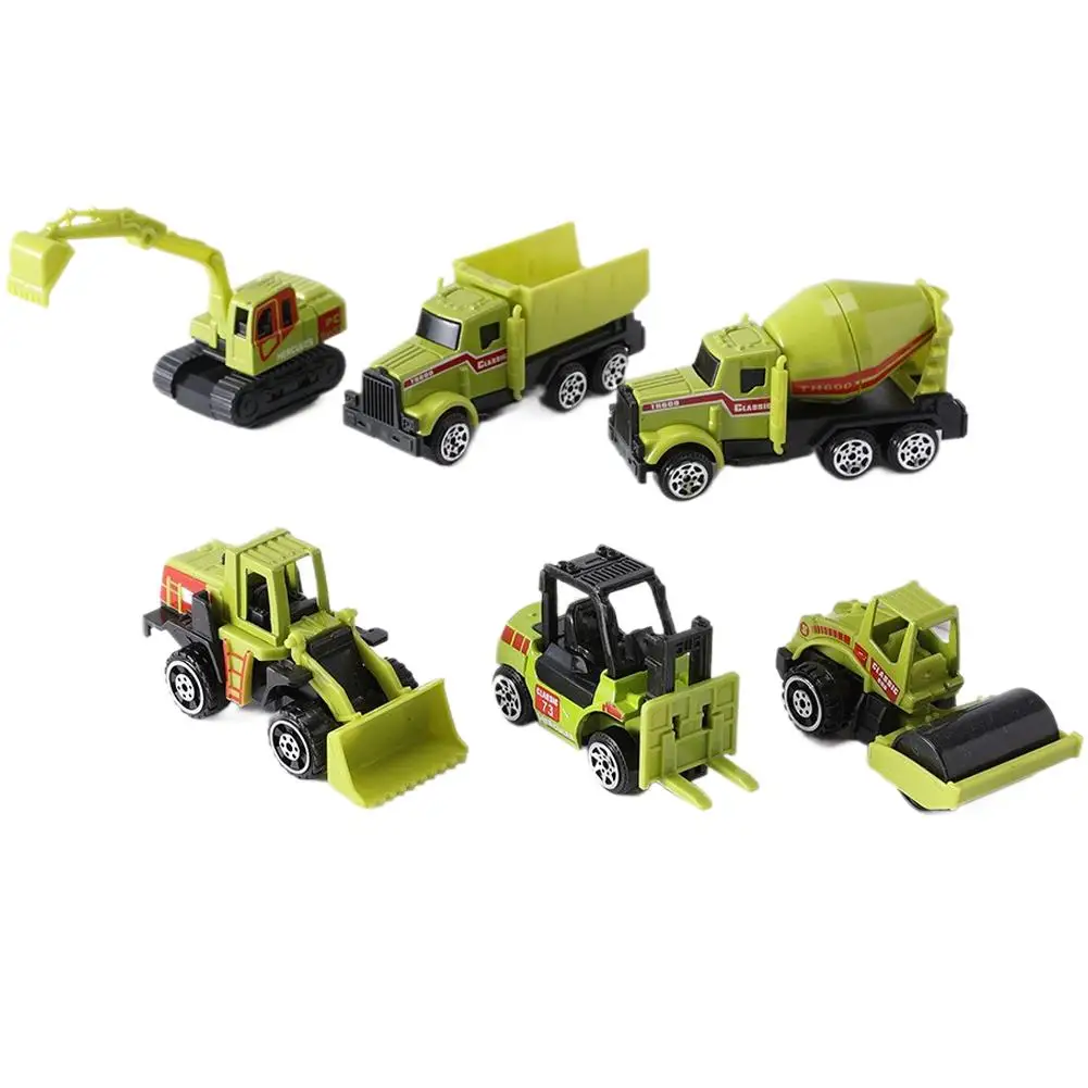 6pcs Toys for Boys Alloy Engineering Truck Toys Car Excavator Bulldozer Roller Dumper Miniature Model Mini Engineering Car
