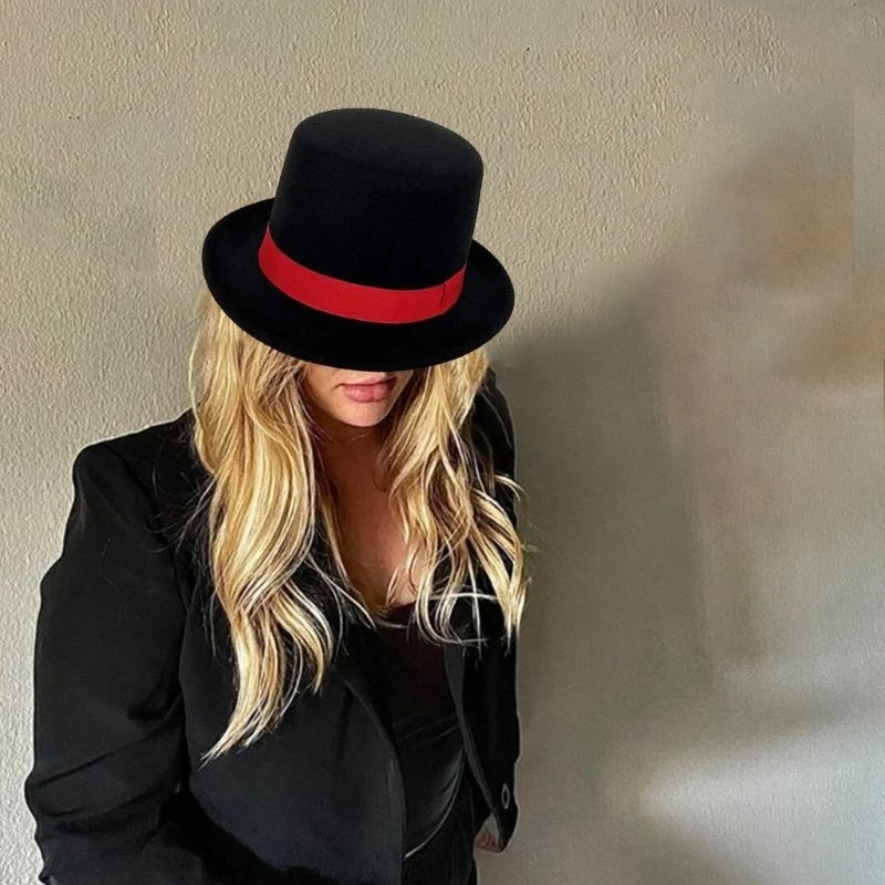 R1WE الكبار قبعة تريلبي تنفس النمط البريطاني قبعة مسطحة الكبار مهرجان حفلة مهرجان الساحر فيدوراس قبعة أنيقة #1