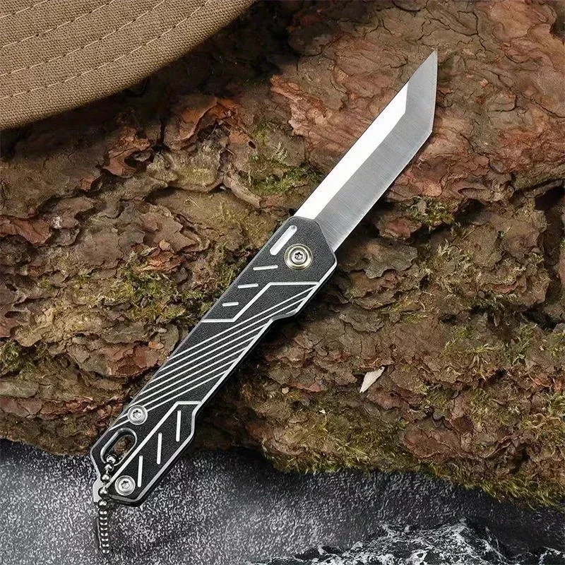 Portable Folding Pocket Knife, Stainless Steel Blade, Travel Camping Unboxing Cutting Tool, Keychain Pendant