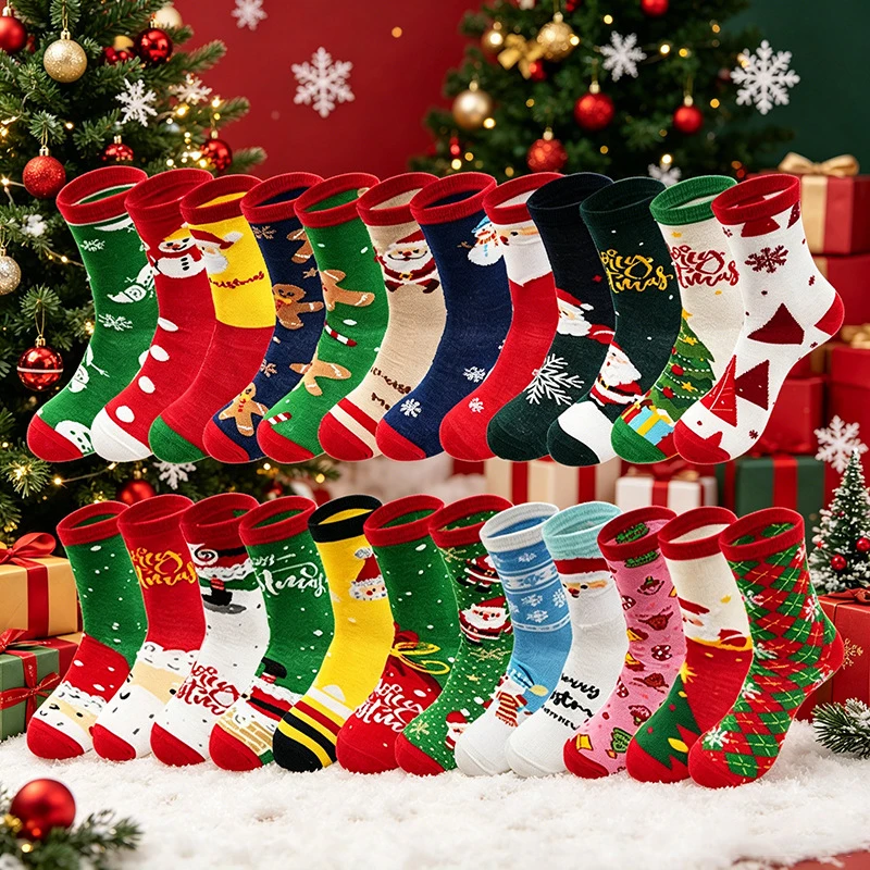 meias-com-tema-de-natal-com-ricos-padroes-de-dolares-natalinos-para-presentear-ou-como-presentes-para-festas-de-natal