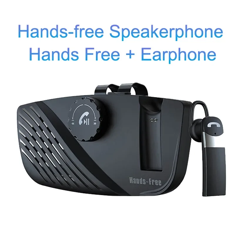 2 In 1 Bluetooth Car Sun Visor Hands-Free Speakerphone with Wireless Earphone Auto Multifunctional Music Adapter Handsfree Call