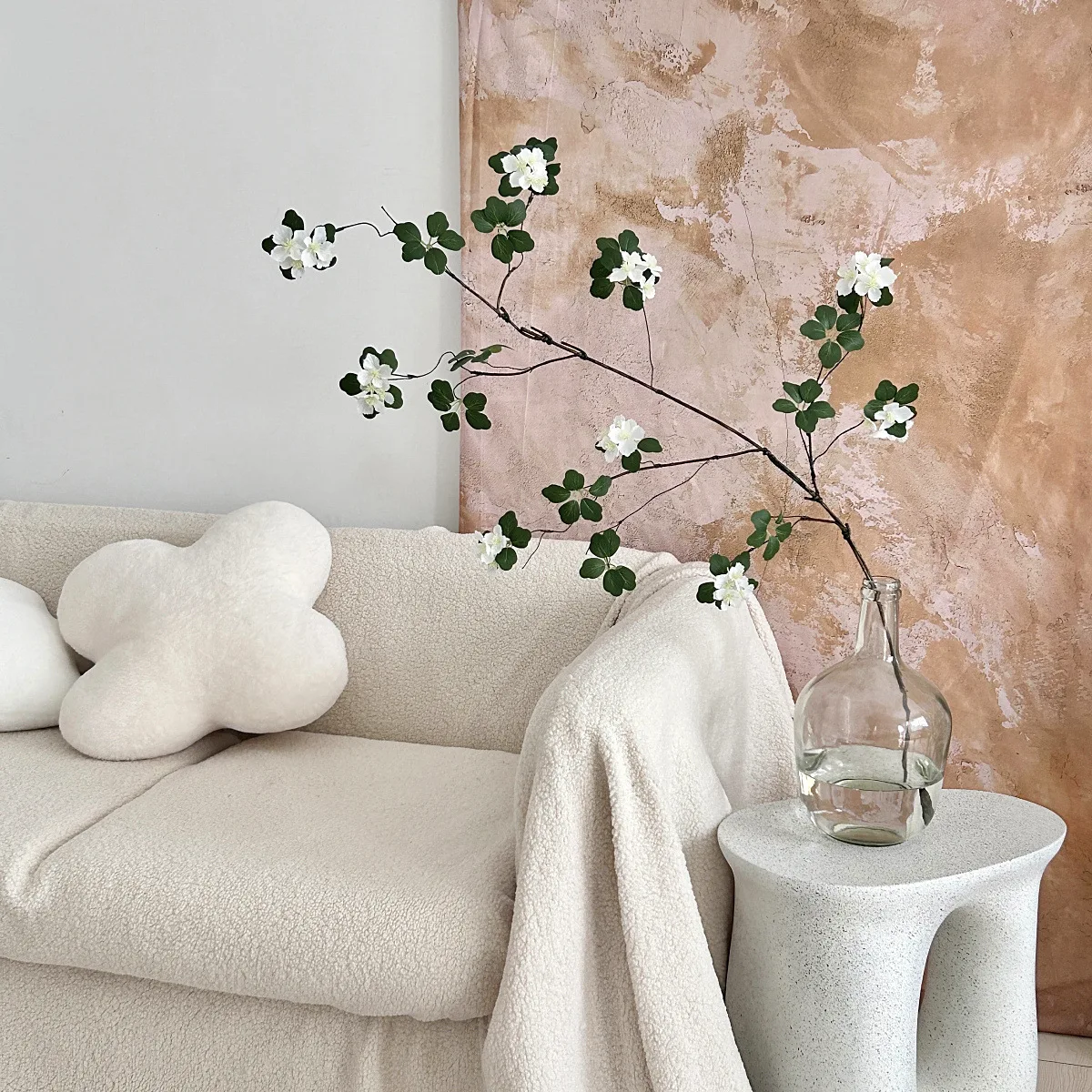 115cm Artificial Apricot Flowers Lotus Green Plants Vines Landscaping Living Room Table Flower Photography Props
