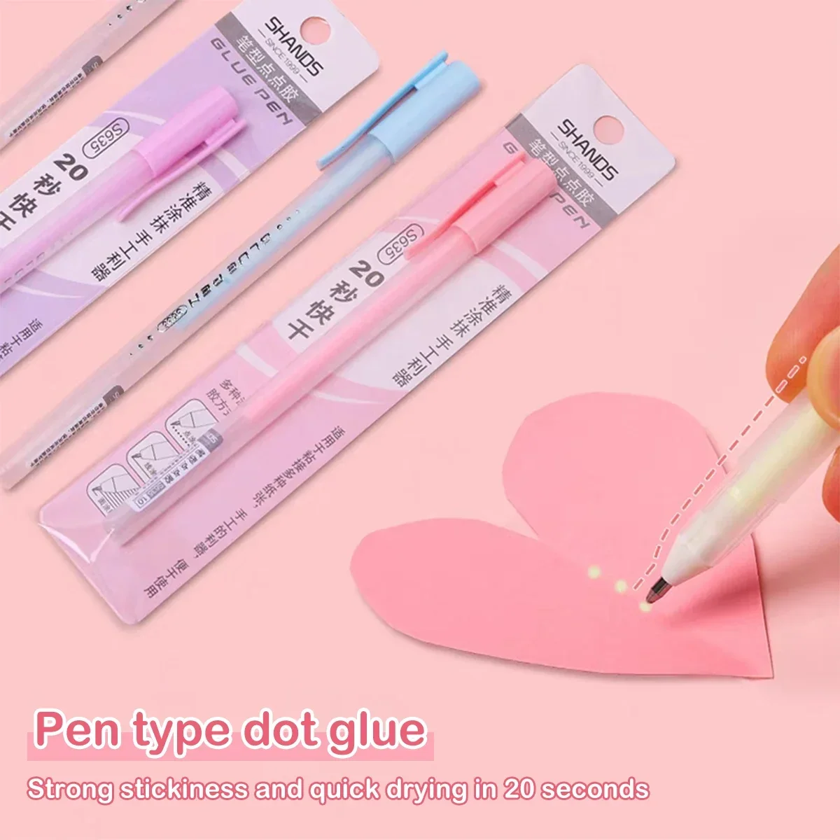 Macaron Dot Fast Drying Glue Pen, Forma Criativa Caneta, Material Seguro, Escola e Escritório Artigos de Papelaria, Estudante DIY, 20s