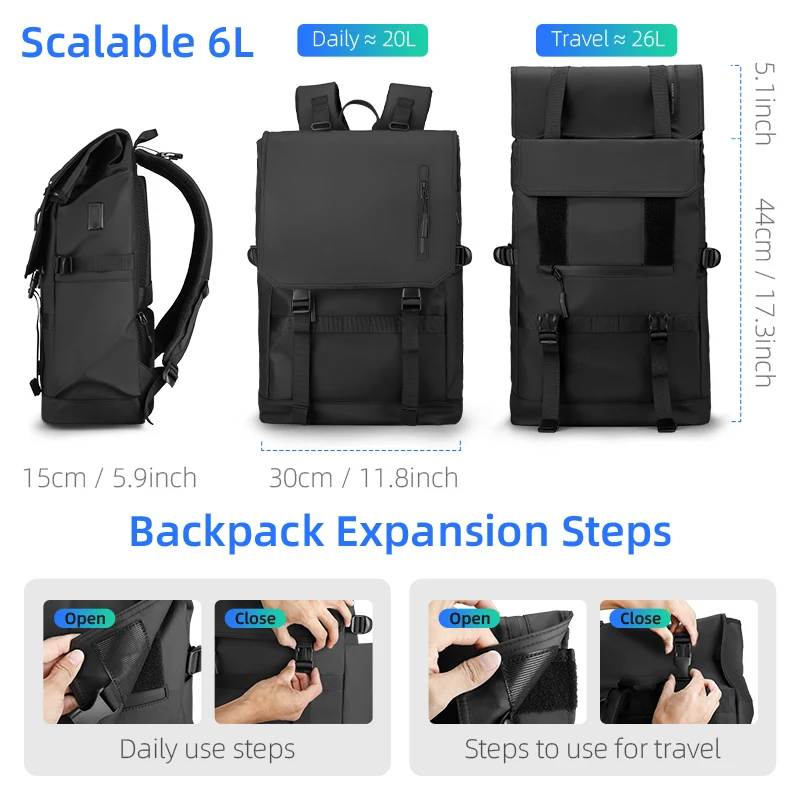 MarkRyden Balo: Waterproof Business Backpack Men USB School Backpacks 15.6 Inch Laptop Backpack Large Capacity Bagpacks for Men