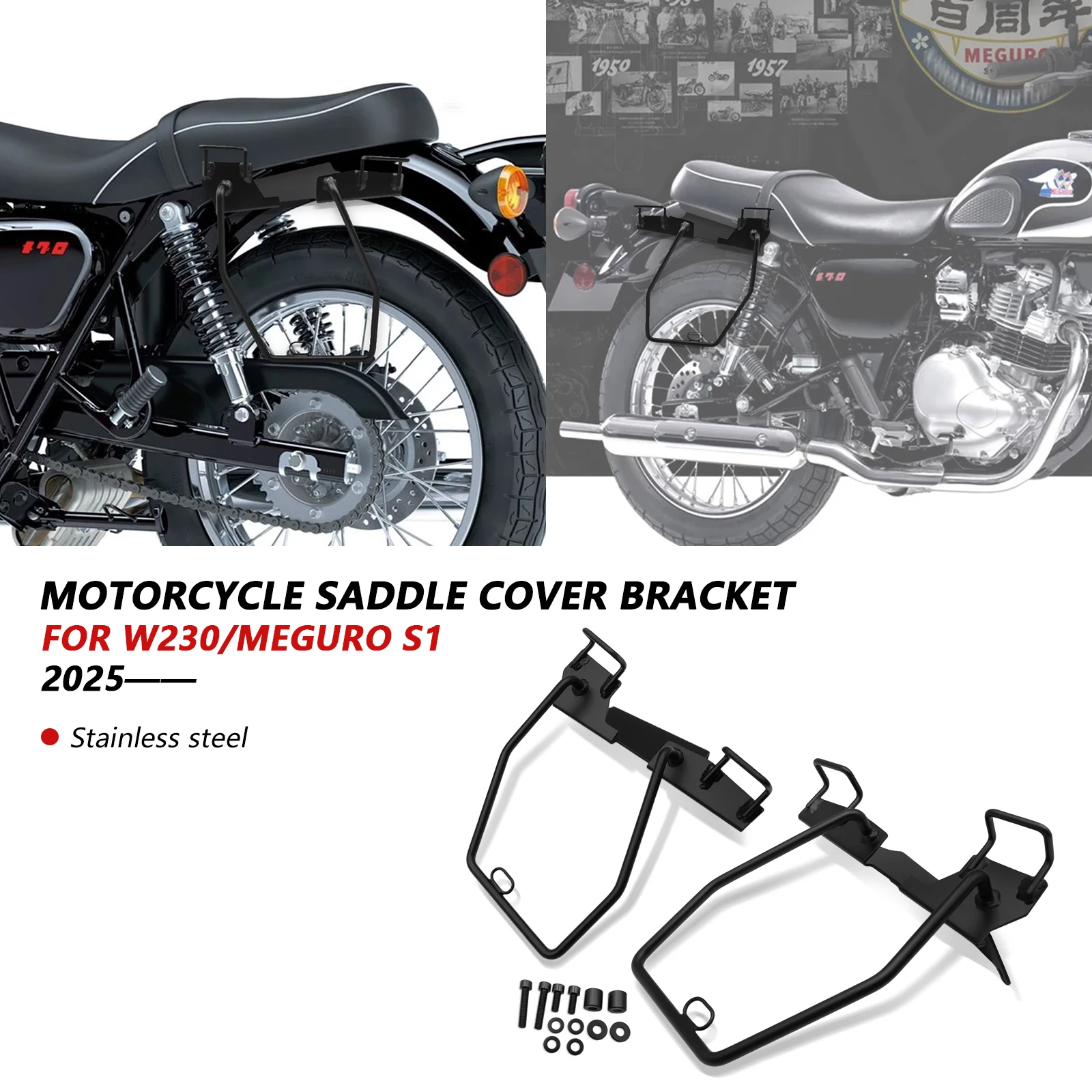 

Motorcycle Left right Side Bag Mounting Bracket Vintage Side Bag Travel Bag Support New accessories For W230 MEGURO S1 2025